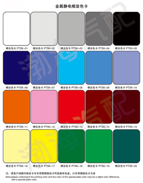 Metal electrostatic spray color card